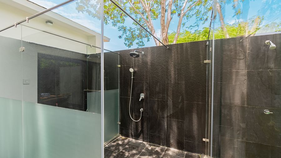 image of the outdoor open air shower at the family villa two bedroom - Darza Resorts