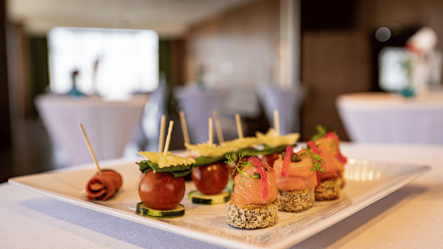 A close up shot of a starters kept on a plate that is placed on a table - Ramada by Wyndham Addis, Addis Ababa.