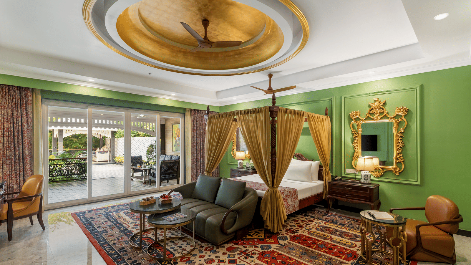Presidential Villa living area with traditional décor at Mayfair Oasis Resort, Jharsuguda