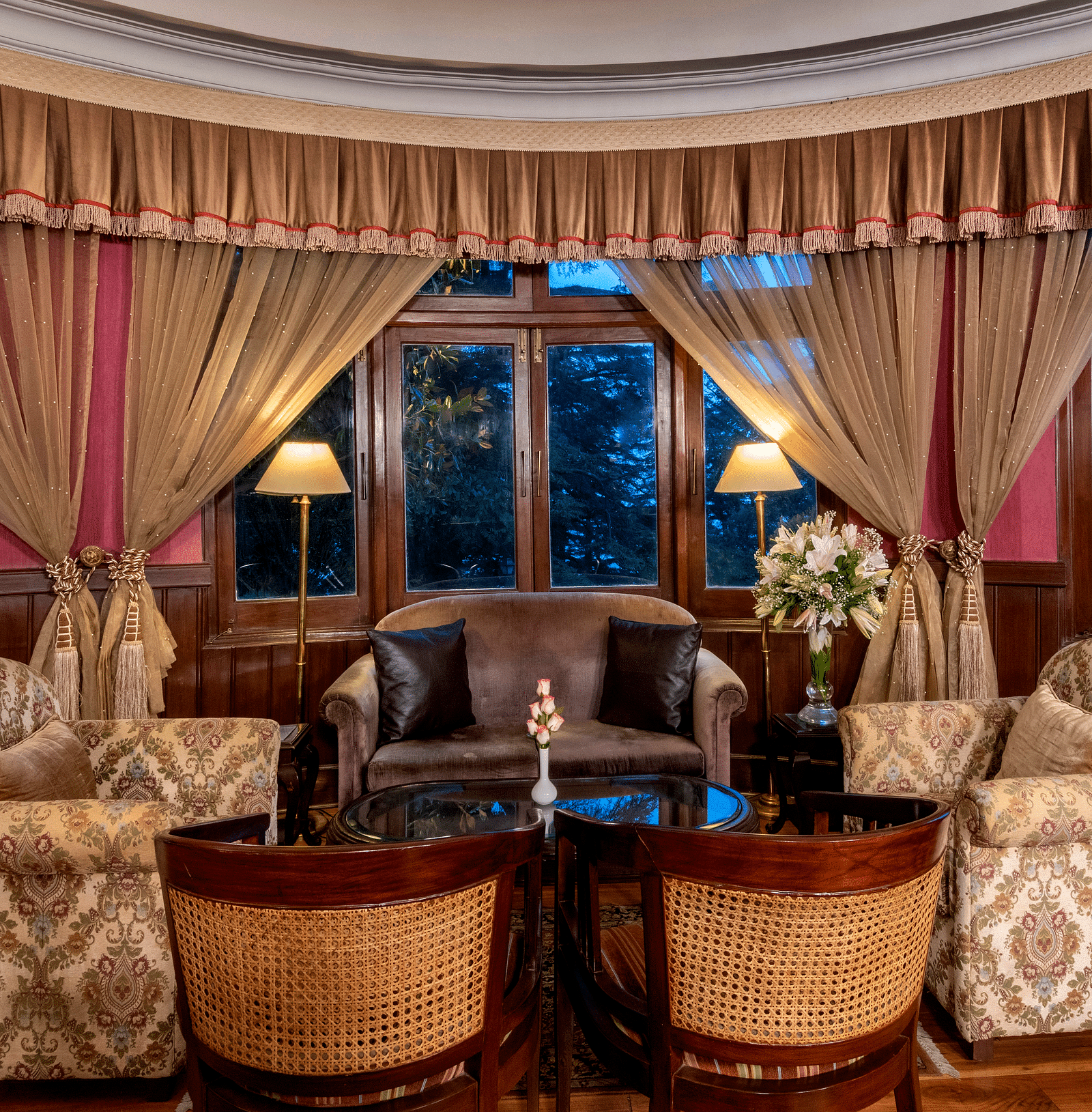 seating area at the Victorian Bar at The Claridges Nabha Residence
