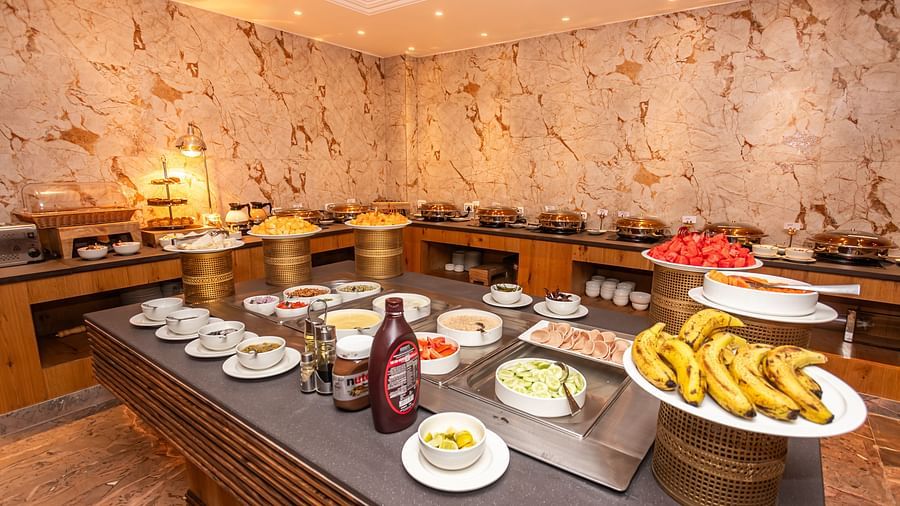 An image of the breakfast buffet at The Belvedere Himalayan Retreat, McLeodganj