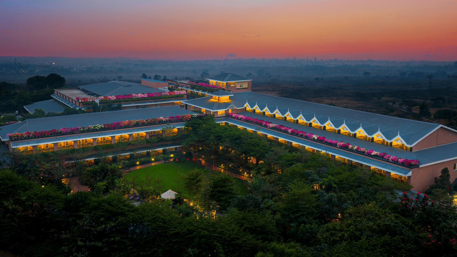 Aerial sunset view of Mayfair Oasis Resort & Convention, Jharsuguda