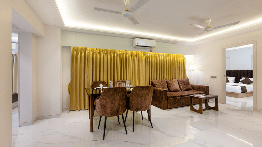 Bright dining area in a serviced apartment near Mumbai Airport