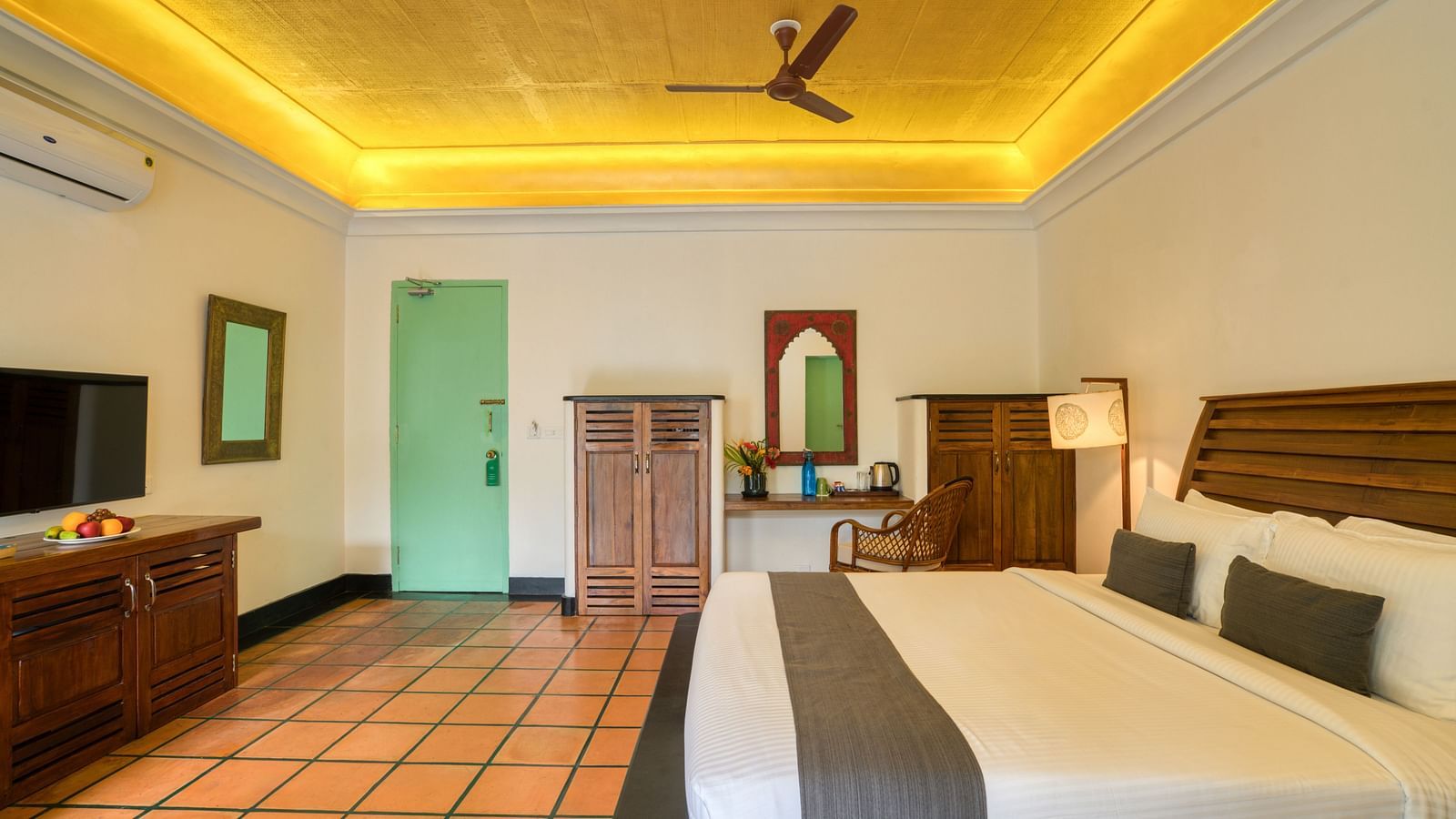 French Classic Bedroom with a Bed and TV