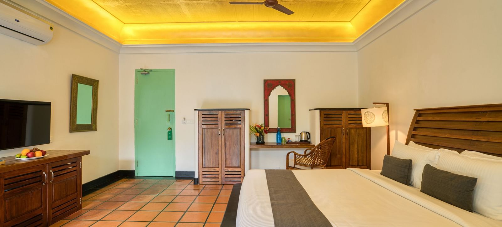 French Classic Bedroom with a Bed and TV