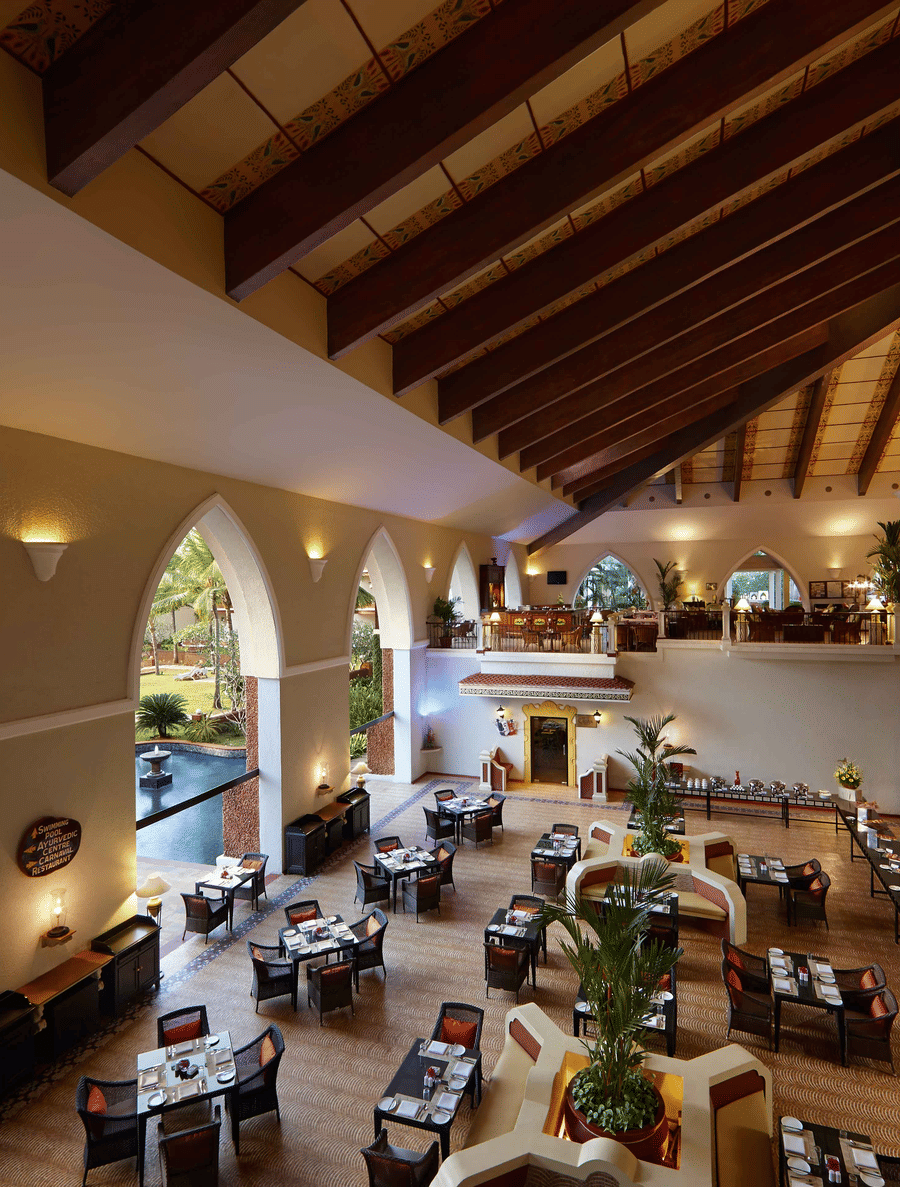 seating arrangements inside Lanai, one of the best restaurants in South Goa - Caravela Beach Resort, Goa