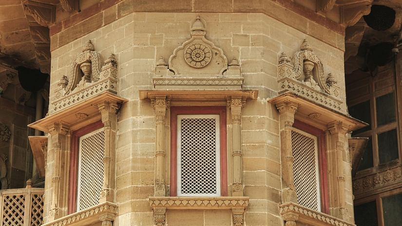 Shot of a section of the palace featuring traditional architecture.