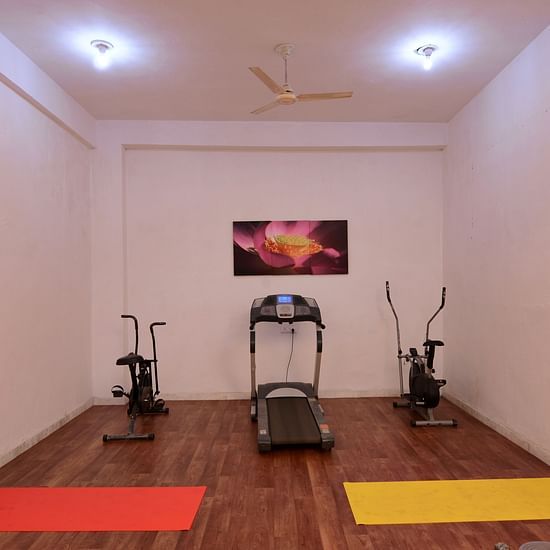 Gym area at a hotel with gym equipment