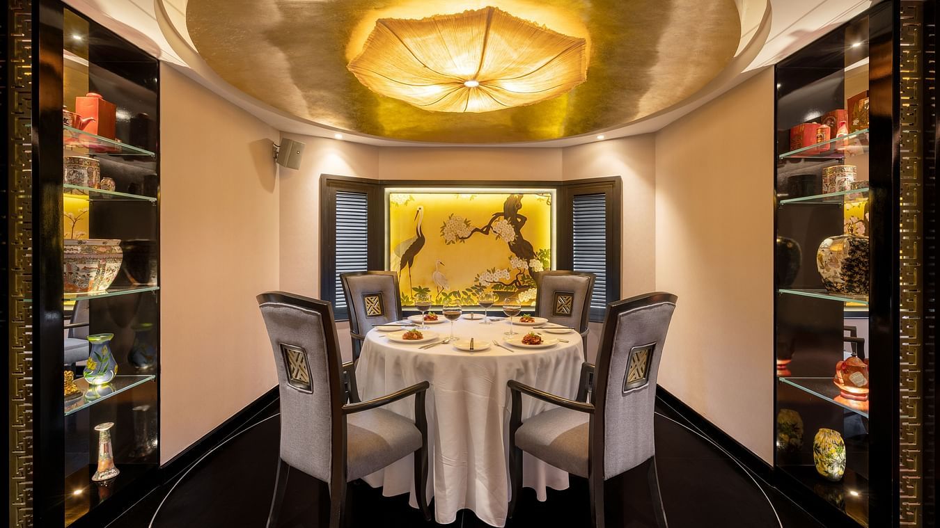 dining area with artifacts displayed on shelf
