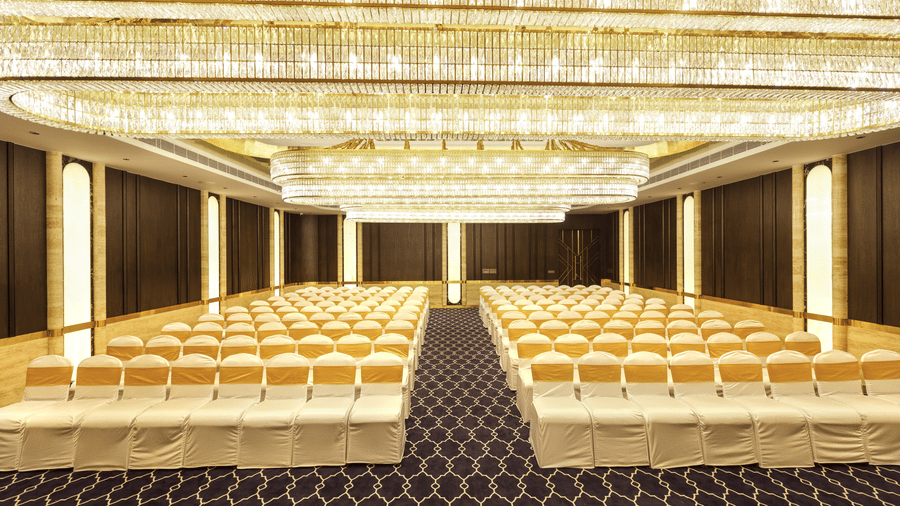 Elegantly styled with interior designs at Sapphire Banquet Hall at Jenneys Residency, Coimbatore