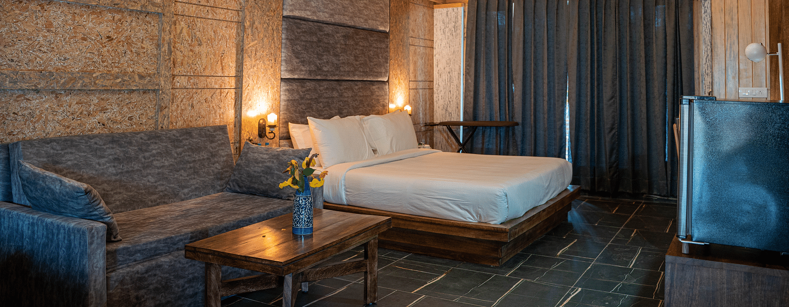 A view of the Master Suite with a large bed at the Sylvan Retreat, Dehradun.