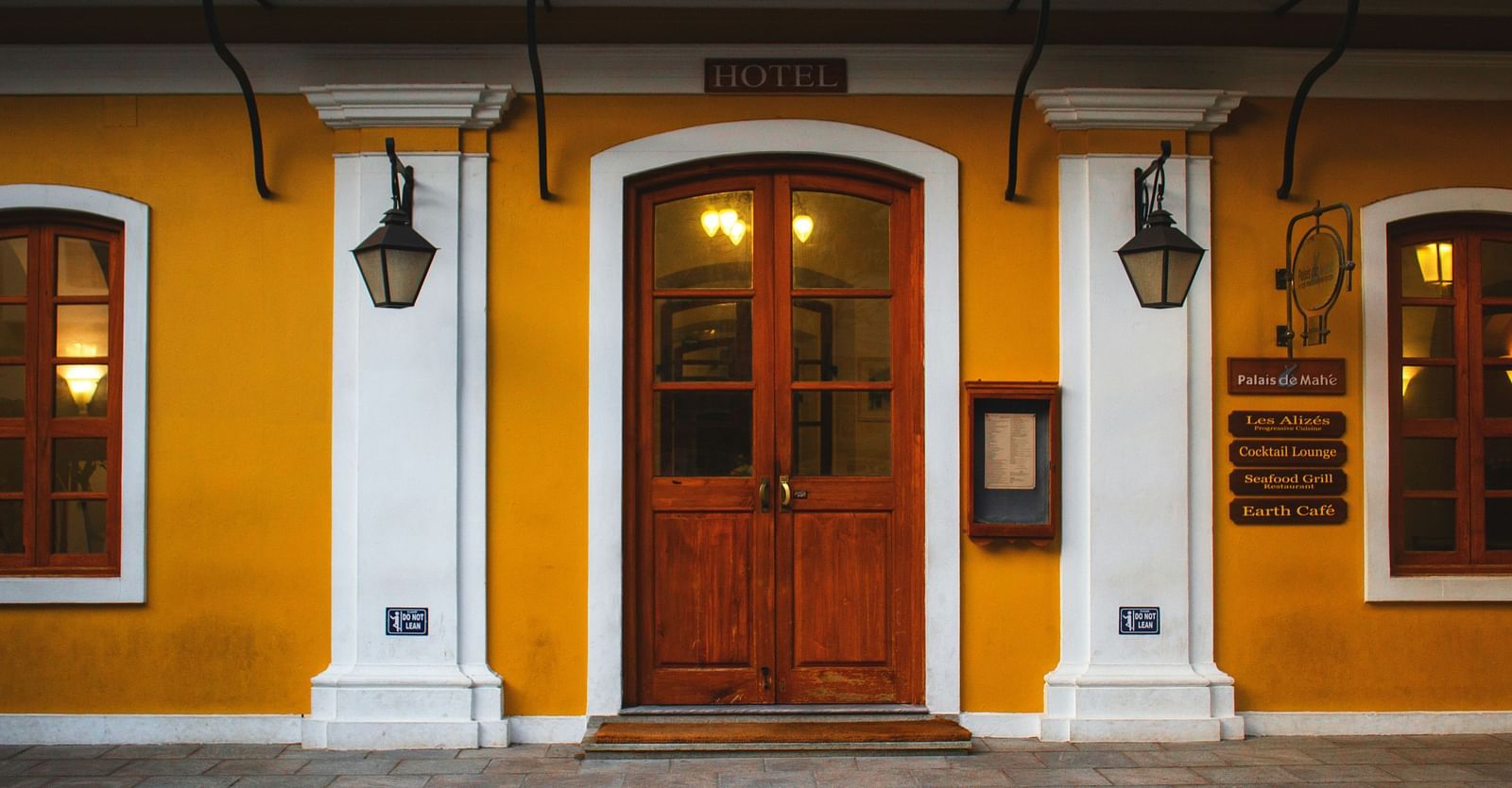 Facade view of an entrance to a building in the french quarters in Pondicherry