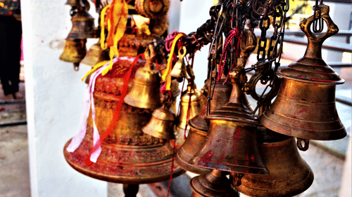 Temple bells hanging