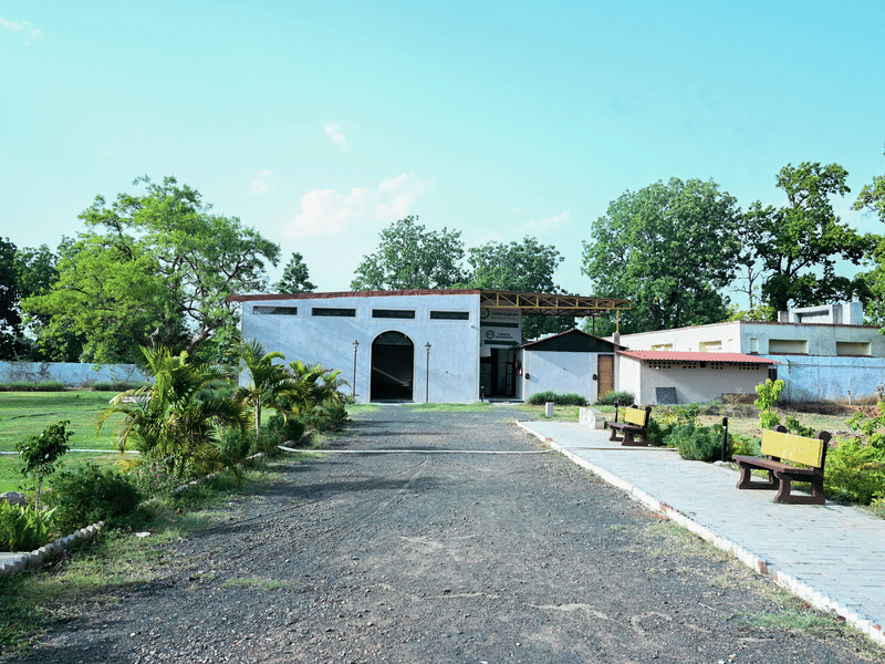 The resort exterior seen from the grounds at Signum Resort, Bandhavgarh