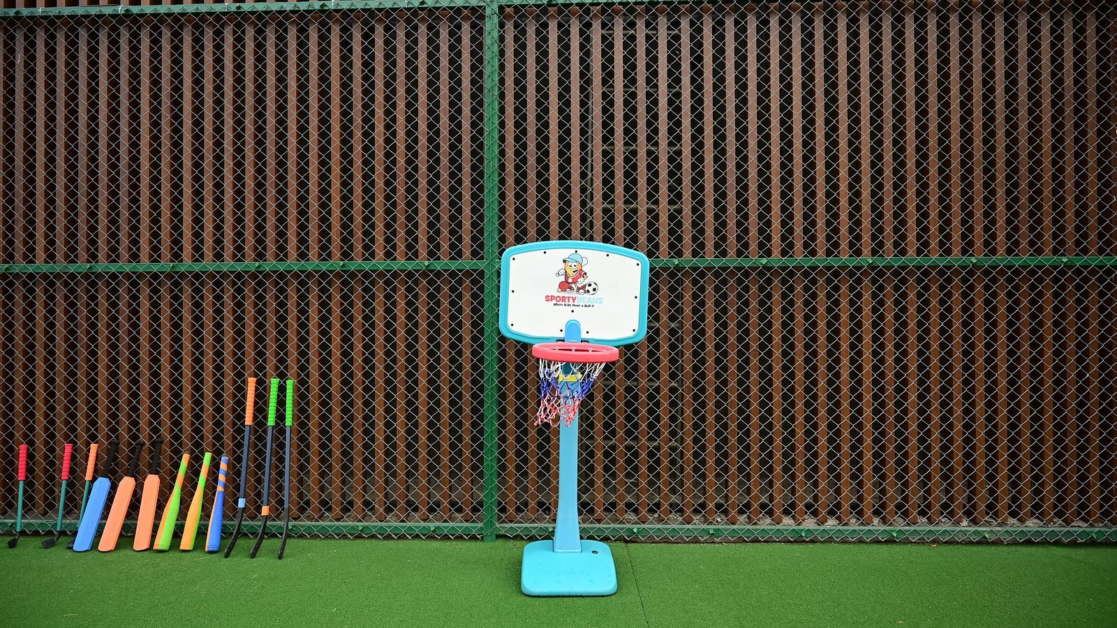 image of a small basket ball ring at club charholi, pune for kids