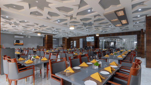 Seating arrangement inside Saffron restaurant - VITS Satyajeet Karad