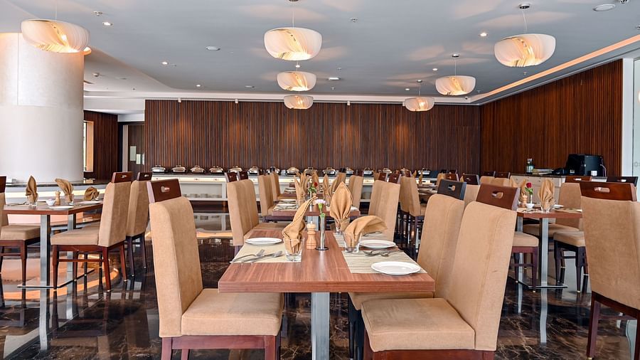 sitting area at the multi-cuisine restaurant at Hive