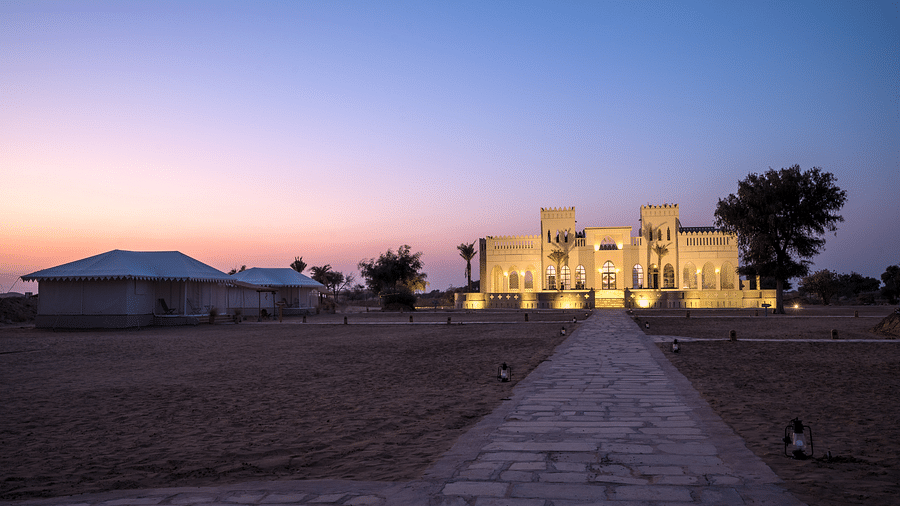 The facade of the hotel from a distance - Karwaan Jaisalmer