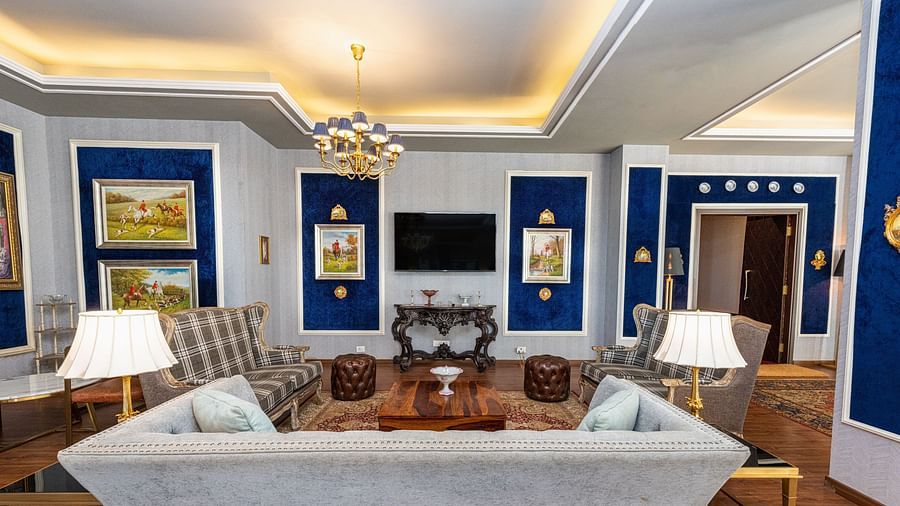 A view of the club house with a beautiful furniture and ambient lighting - The Manor Luxury Hotel, Shimla