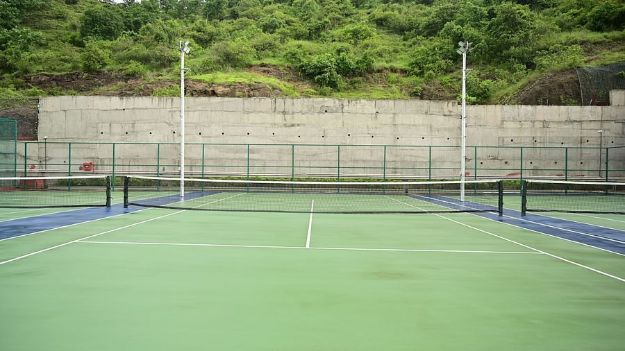 front view image of the tennis court from one quadrant at our club in pune