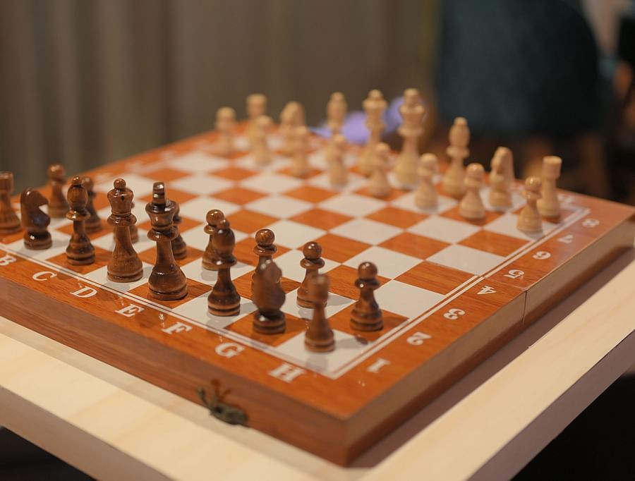 A close-up shot of a chess board with no moves made so far - Clarks Safari, Haridwar