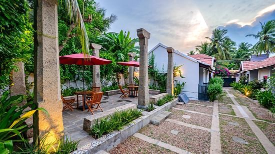 full view of dining area at Neemrana coconut alley