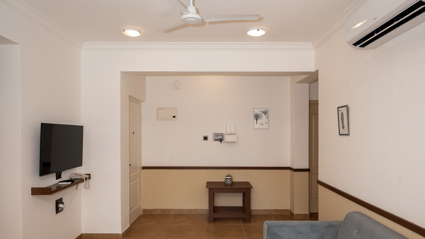A side view of the living area
