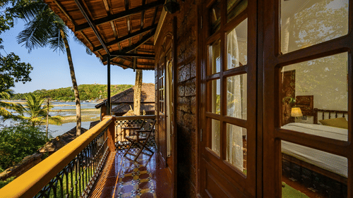 A view from the balcony at Cassis room in Neemrana s Three Waters