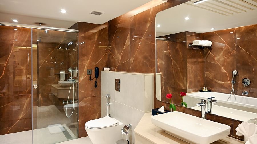 the washroom offered at the suite in Calicut 1
