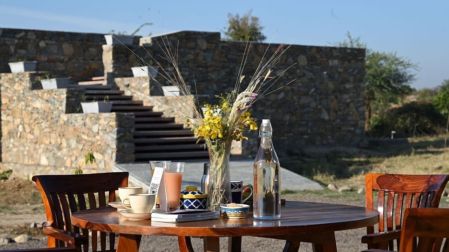 Clarks Safari Jawai - a seating arrangement at the outdoor dining space