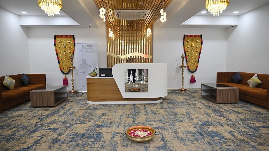 an image showcasing the reception area at Clarks Safari Kheda, Ahmedabad