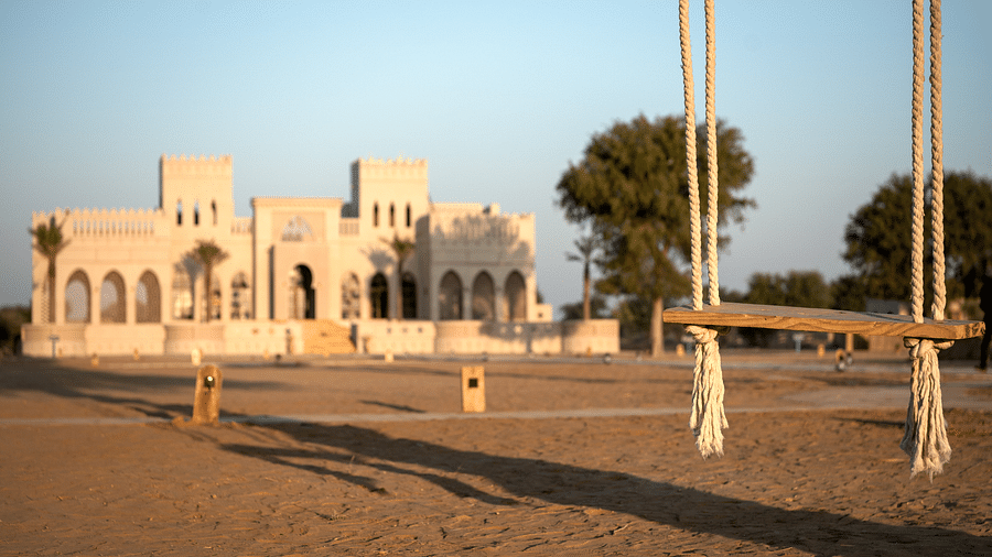 A swing with the hotel at the background - Karwaan Jaisalmer