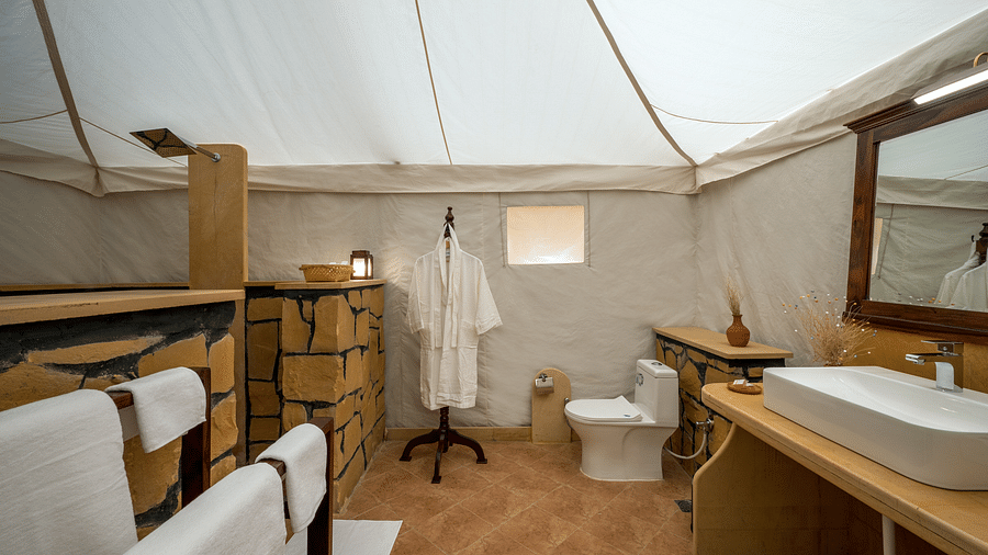 The interiors of the Premium Camp washroom - Karwaan Jaisalmer