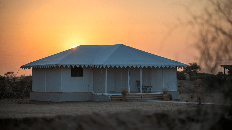  The view of the cottage at sunset - Karwaan Jaisalmer