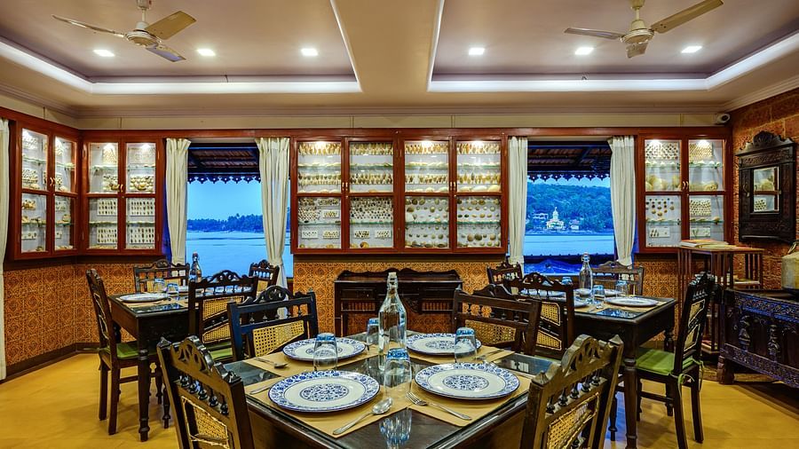 Another view of the seating arrangements at Neemrana s Three watersSea House Resturant 1