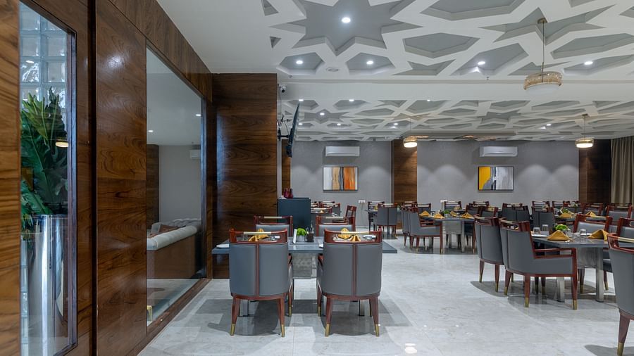 Seating arrangement inside Saffron restaurant - VITS Satyajeet Karad