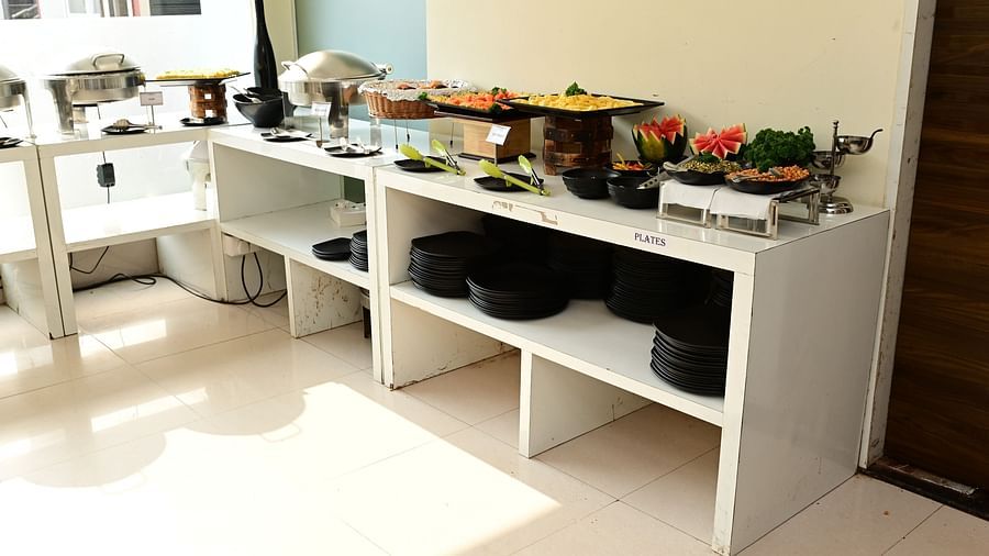 full view of the buffet with delicious items at one of the restaurants - VITS shanti solitaire, North Goa