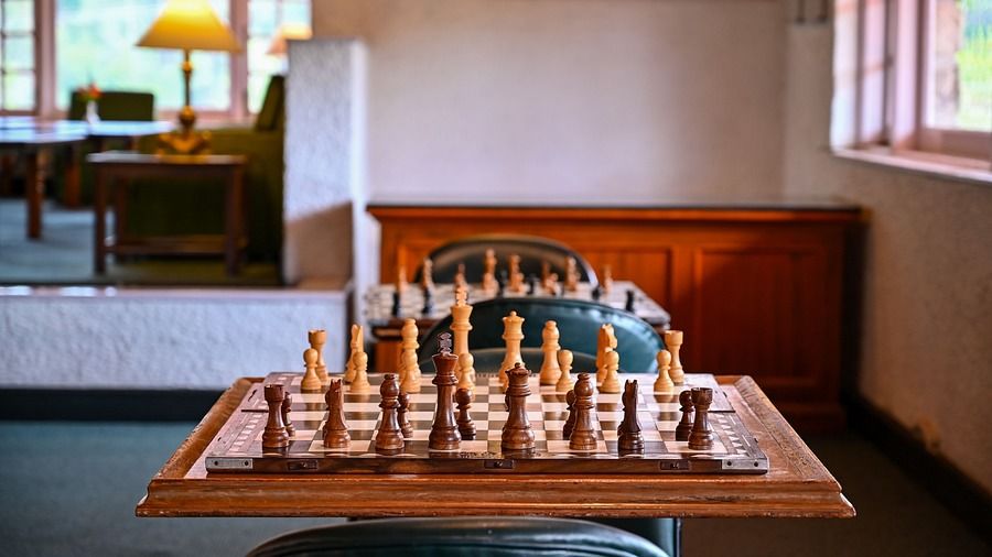 a chessboard arranged and kept at The Carlton Kodaikanal