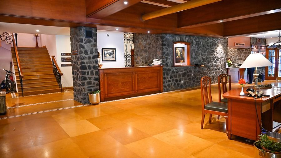 the reception area at The Carlton hotel in Kodaikanal