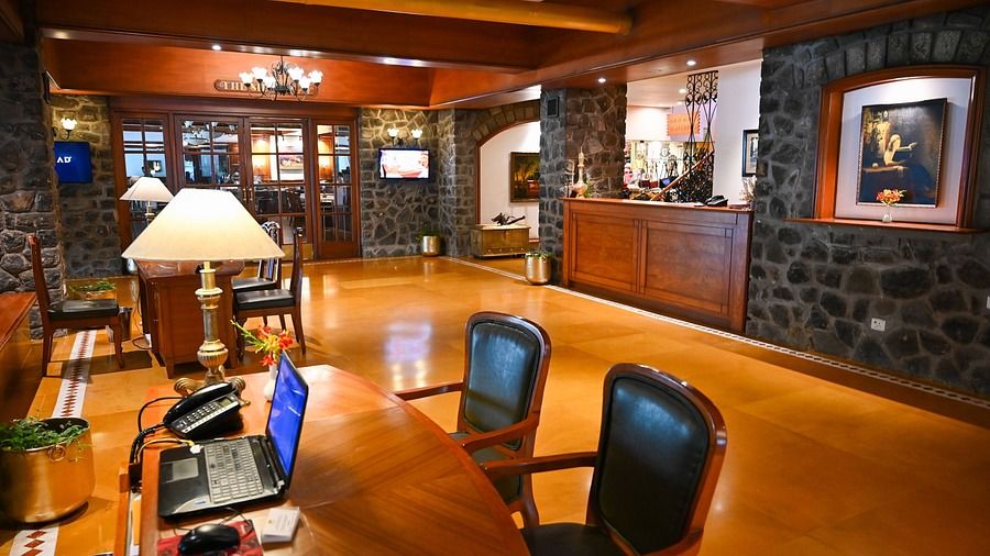 the reception area at The Carlton hotel in Kodaikanal 