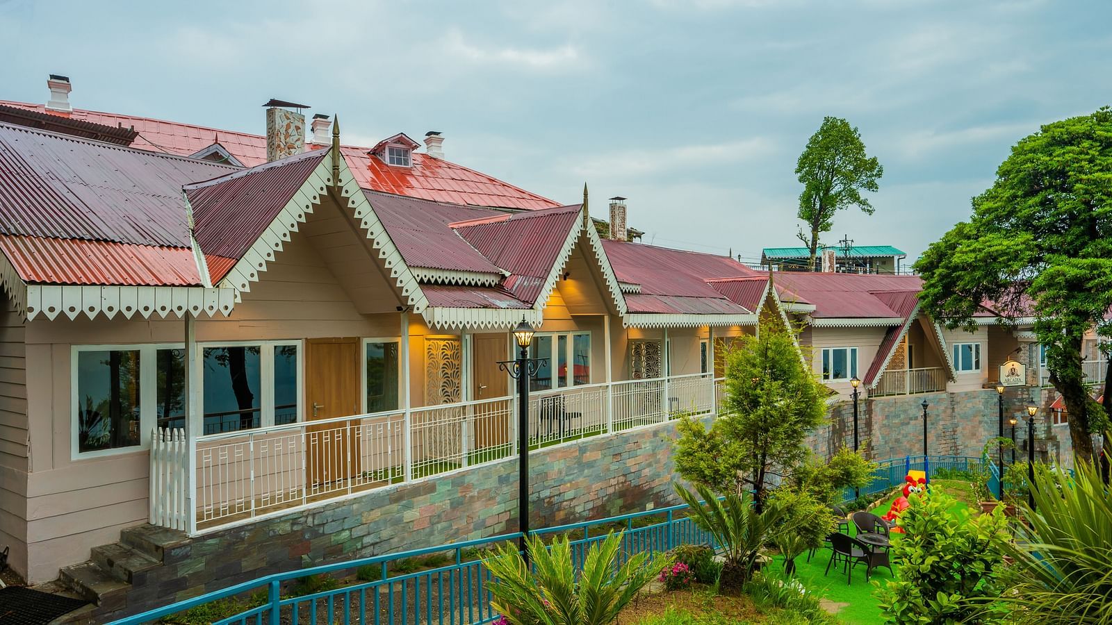 A side view of the facade image of the Arcadia Heritage Resort,Darjeeling