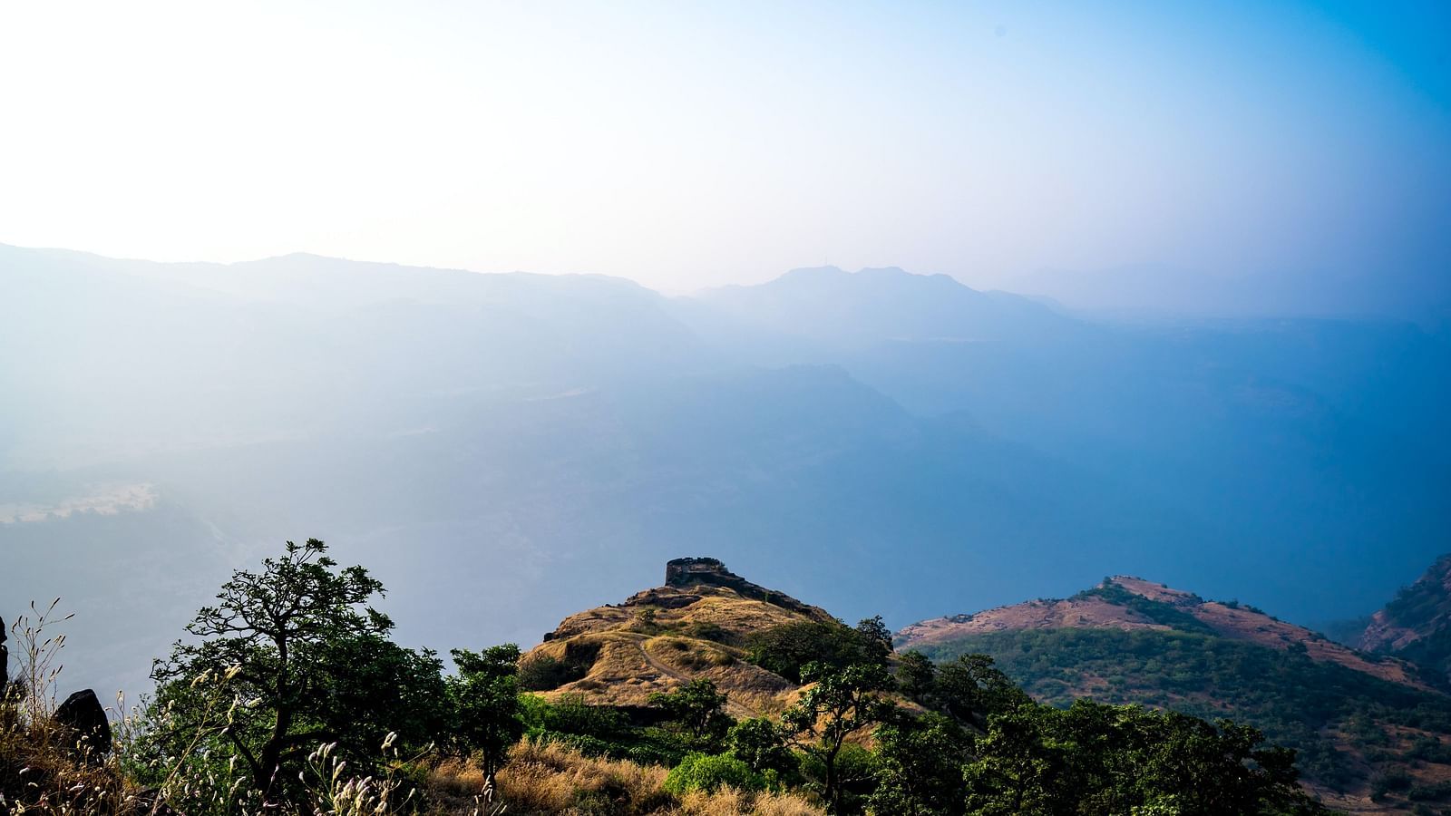 an image of the azure sky visible at the Rajmachi trek with blue sky in the background