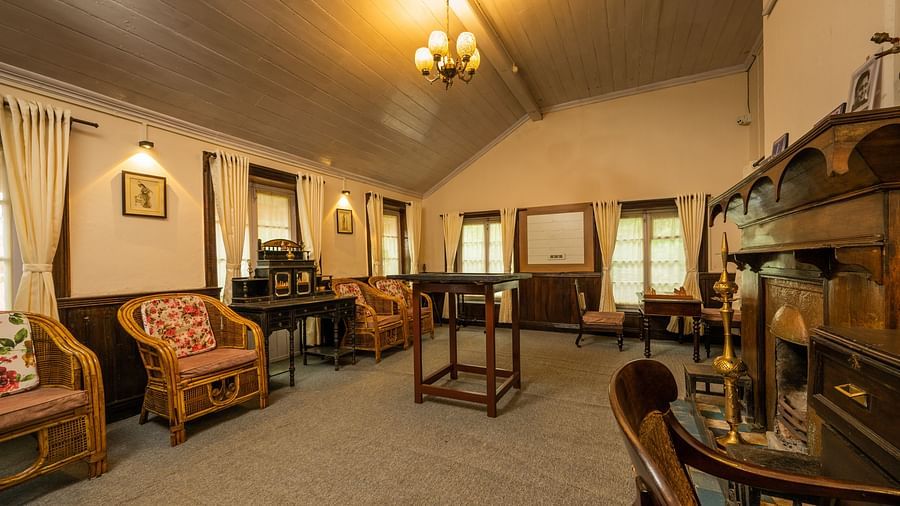 Spacious Gaming room with wooden furnished table and chair at Arcadia Heritage Resort, Darjeeling