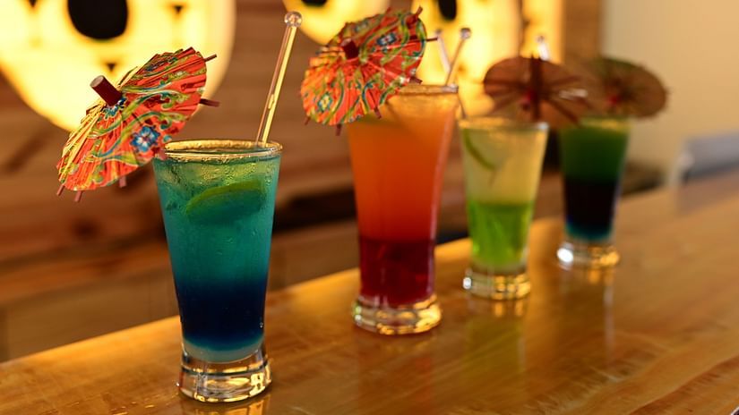 a close up view of cocktails on a table inside one of the restaurants - VITS shanti solitaire, North Goa