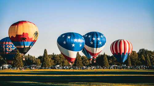 Hot air balloons of different countries