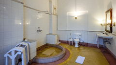 An overview of the bathroom showcasing the shower area inside Raja Amar Singh room - The Baradari Palace
