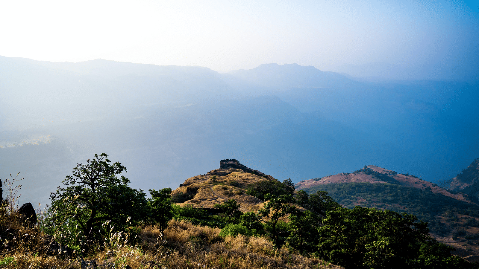 an image of the azure sky visible at the Rajmachi trek with blue sky in the background