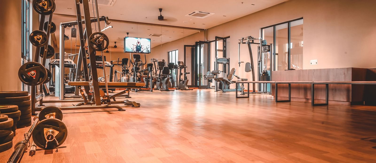 Interiors of the indoor gym at Singalila Club