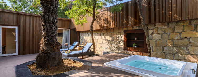 the sit out area of our presidential suite with a jacuzzi for a delightful stay in Pushkar7