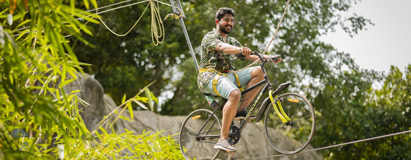 Rope Cycling at Parakkat Nature Hotel and Resorts, Munnar